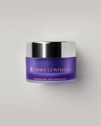 Emma Lewisham Supernatural Face Creme Riche in purple jar with silver lid. 